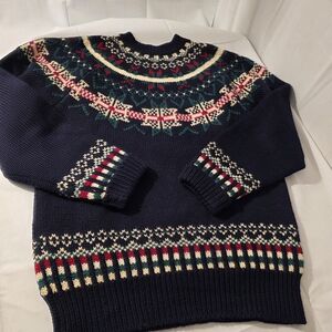 Allen Solly Multicolor Fair Isle Crewneck All Wool Vintage Nordic Sweater. Nice!
